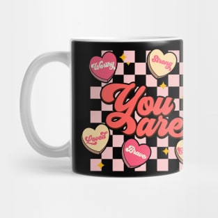 You Are Enough Loved Strong Worthy Capable Motivational Valentines Day Retro Mug